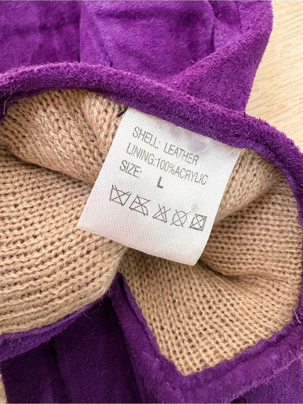 VTG Dents Purple Suede Gloves Size L